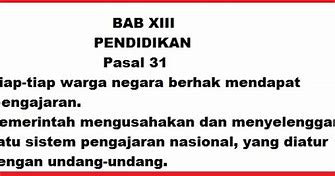 Pasal 31 Ayat 2 Uud Nri Tahun 1945 Yaitu